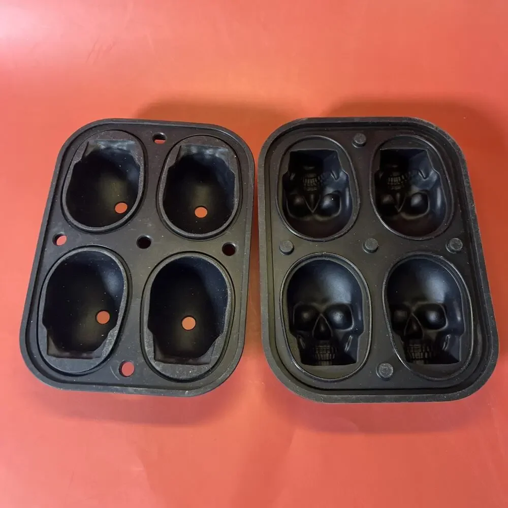 Skull Silicone Ice Molds • Med/Lrg Cavities • Food‑Grade • Set of 2
